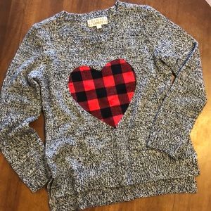 Girls buffalo check heart sweater